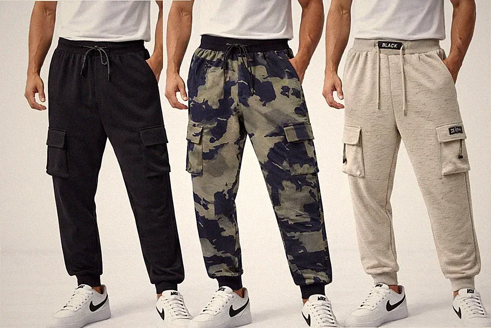Herren Cargo Pocket Fleece Jogginghose Warm Trainingshose Gym Jogging Hose
