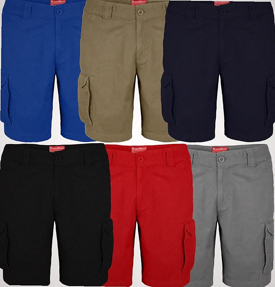 Herren Cargo Shorts 100% Baumwolle Combat Kurz Hose Bermuda Normale Passform