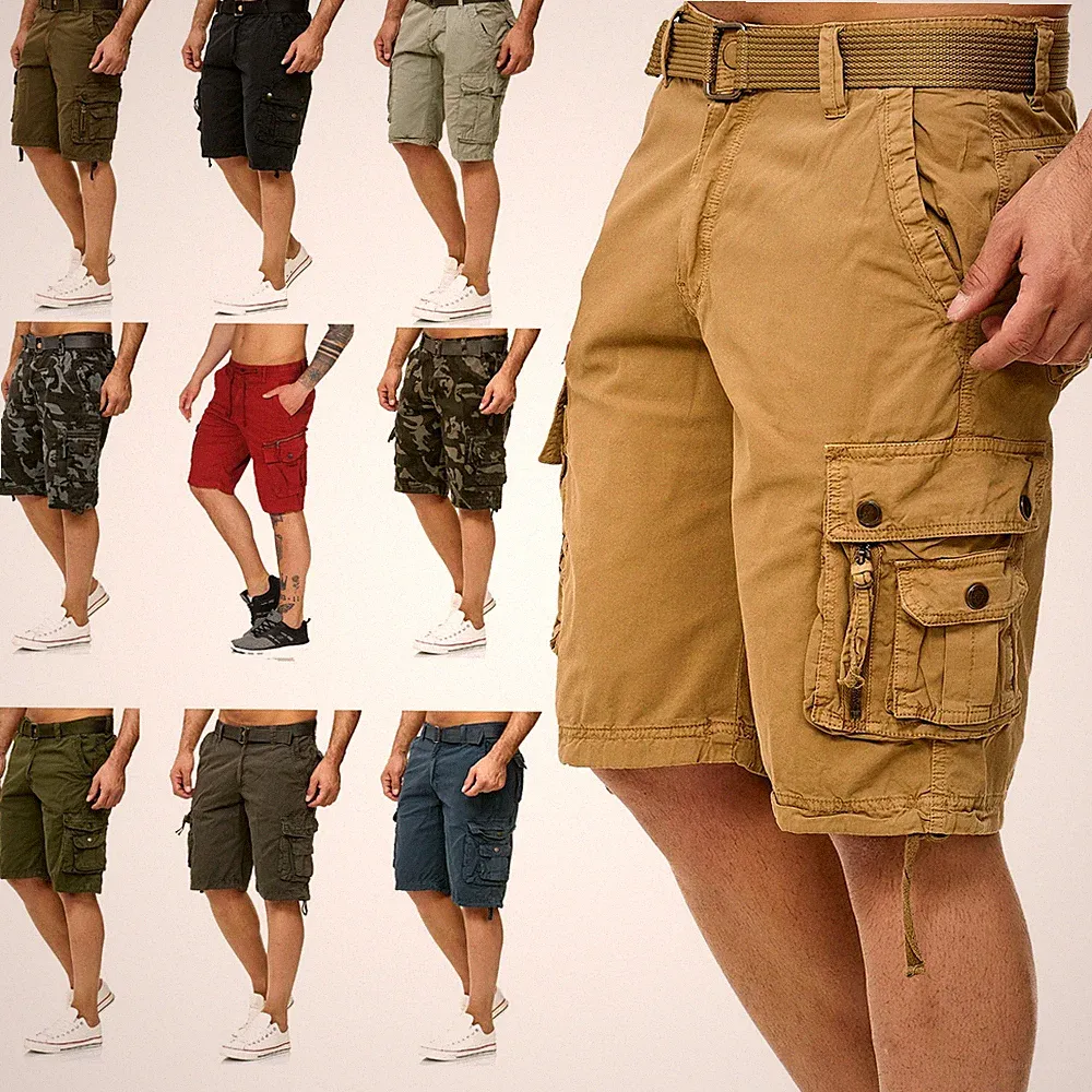 Herren Cargo Shorts Bermuda Kurze Hose Sommer Cargoshorts Casual Army Freizeit