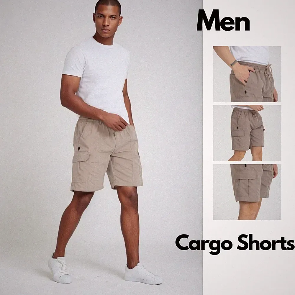 HERREN CARGO SHORTS DEHNBUND SOMMERHOSE BERMUDA KURZE HOSE CAPRI Schlupfhose