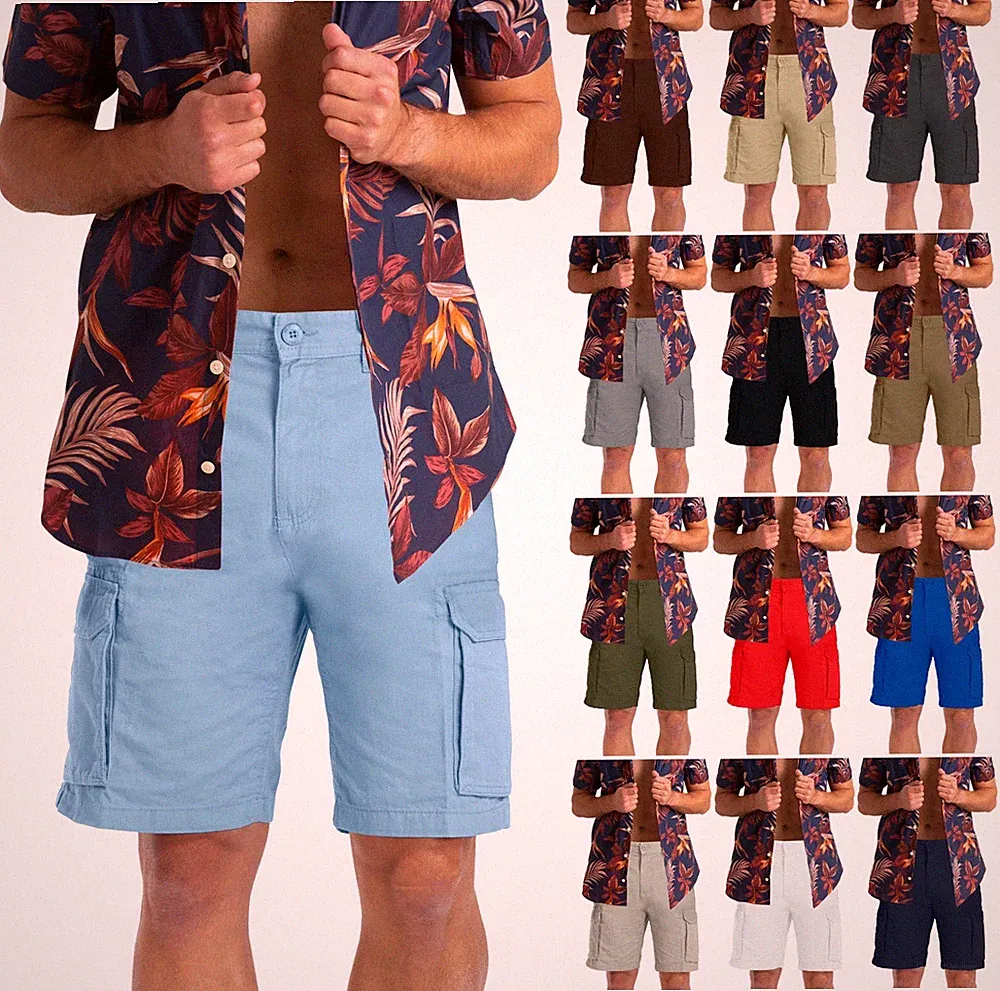 Herren Cargo Shorts kurze Hose knielang Short Bermuda Vintage Casual Sommer Hose