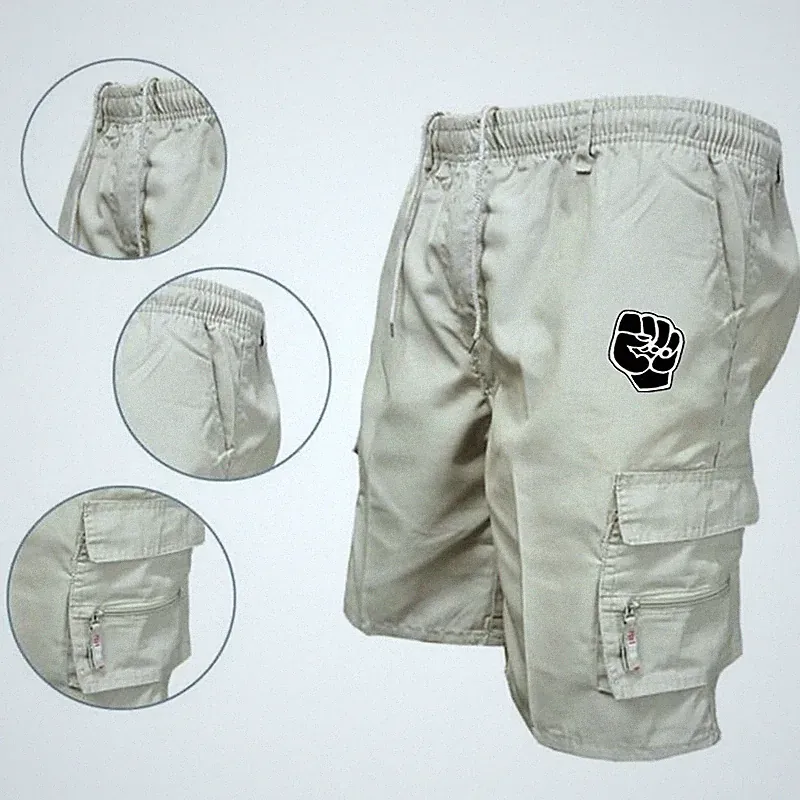 Herren Cargo Shorts Kurze Hose Sport Freizeit Gummibund Bermuda Stretch