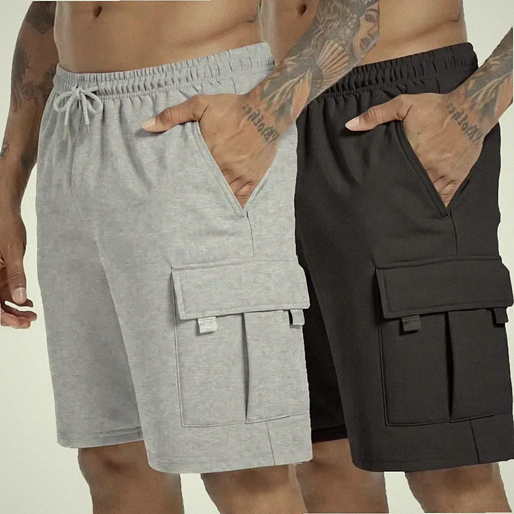 Herren Cargo Sport Shorts Sommer Atmungsaktiv Fitness Jogging Freizeit Kurzhose