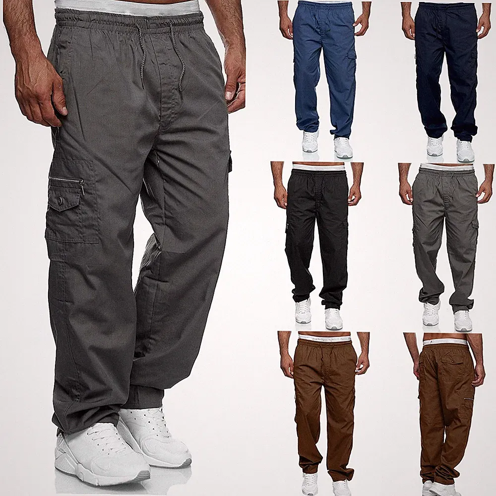 Herren Cargo Sporthose Jogginghose Stoffhose Pants Freizeithose Schlupfhose Lose