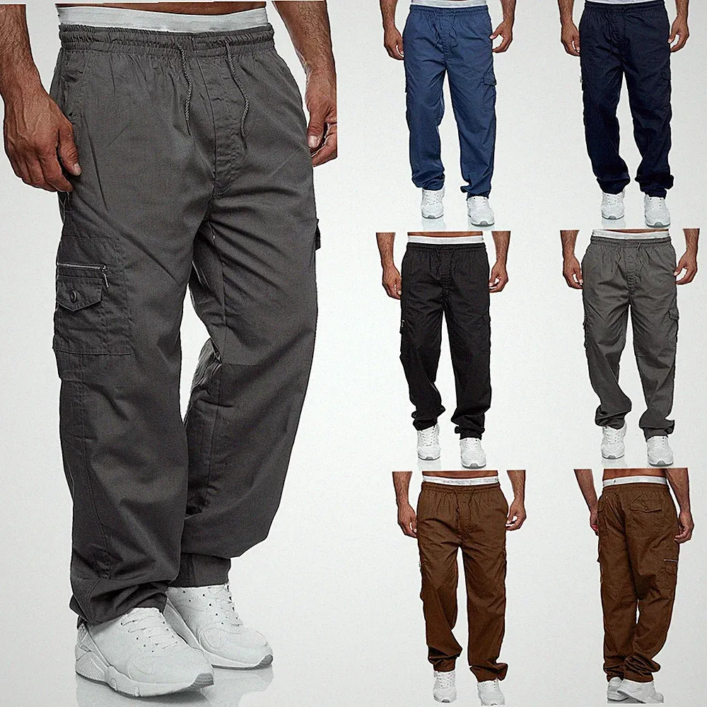 Herren Cargo Sporthose Jogginghose Stoffhose Pants Freizeithose Schlupfhose Lose