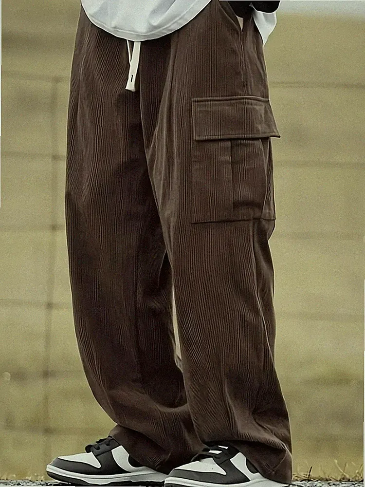 Herren Cargo Sweatpants Sporthose Corduroy Jogginghose Corduroy Langhose DE
