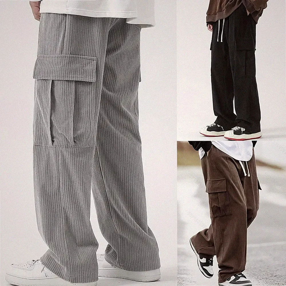 Herren Cargo Sweatpants Sporthose Corduroy Jogginghose Corduroy Langhose DE