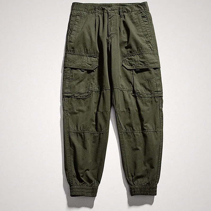 Herren Cargo Tapered Cuffed Jogginghose Arbeits Freizeithose Slim Taschen