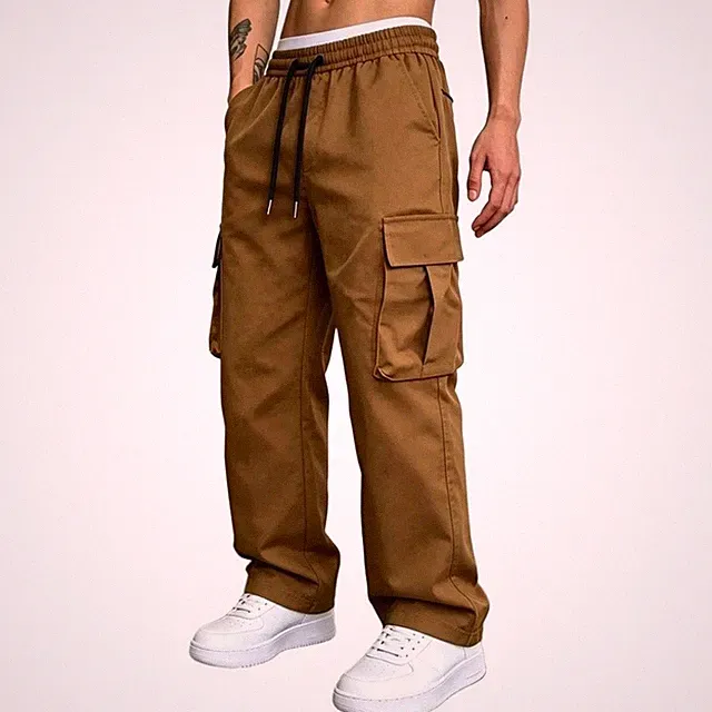 Herren Cargohose Einfarbig Durchgehend Gerader Schnitt für Jogging und Sport