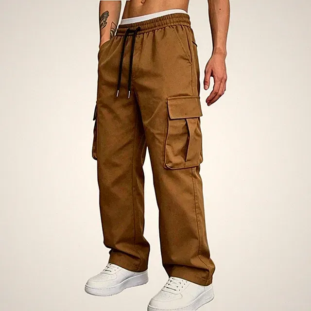 Herren Cargohose Einfarbig Durchgehend Gerader Schnitt für Jogging und Sport