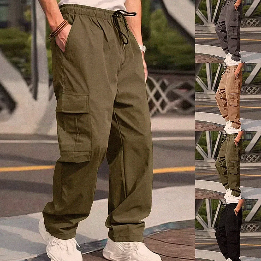 Herren Cargohose Gerades Bein Jogginghose Multi-Tasche Cargo Hose Arbeitsanzug