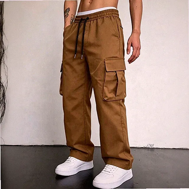 Herren Cargohose Kordelzug für Freizeit Jogging Sport Freizeithose Hose