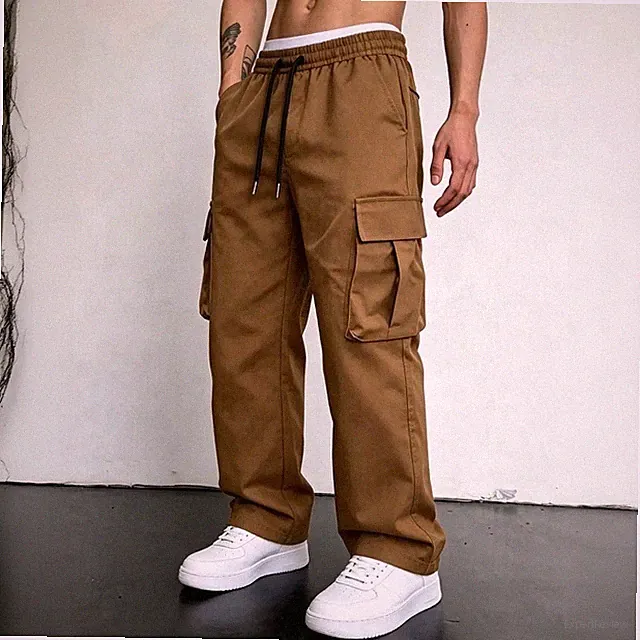 Herren Cargohose Kordelzug für Freizeit Jogging Sport Freizeithose Hose