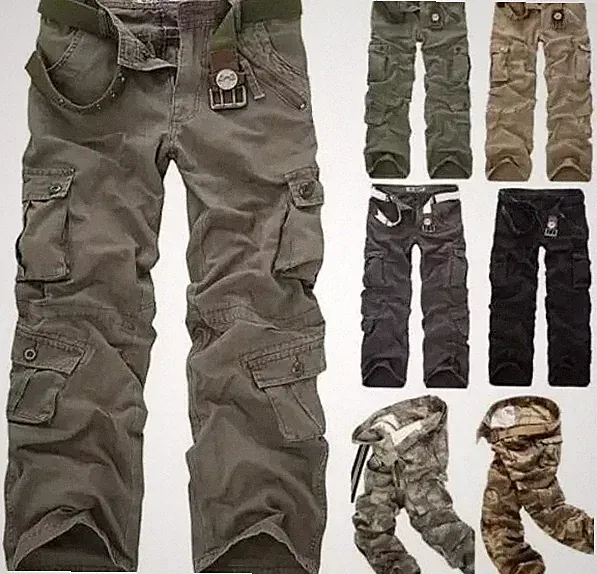 Herren Cargohose Lang Cargo Pure Vintage Arbeitshosen Army Outdoor Style Hose