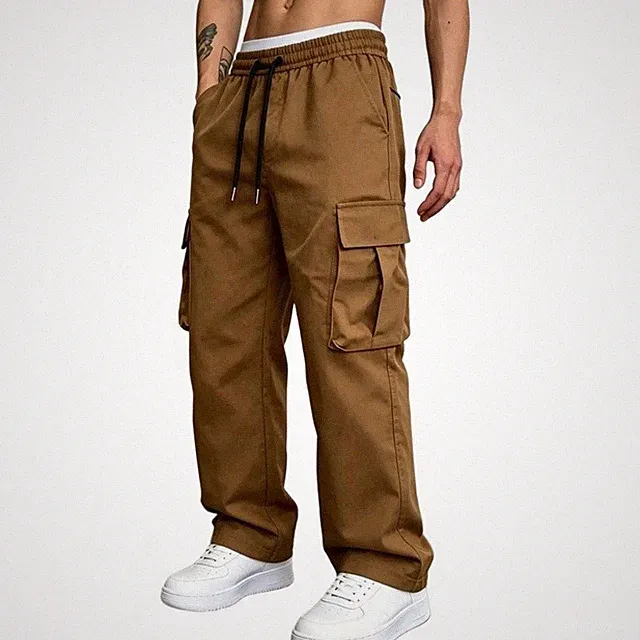 Herren Cargohose mit Kordelzugbund und Utility für Jogging Sport
