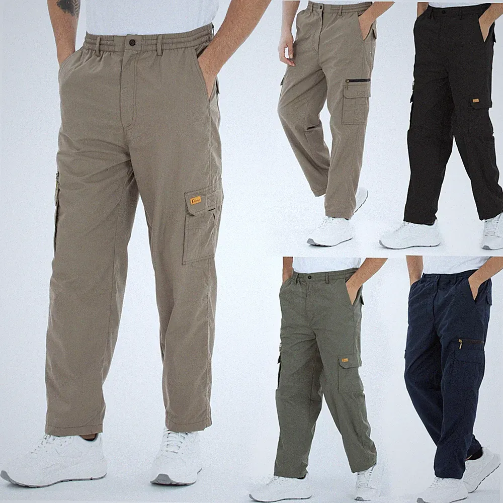 Herren Cargohose Thermohose Dehnbund Arbeit Hose Winter Cargo Hose gefüttert