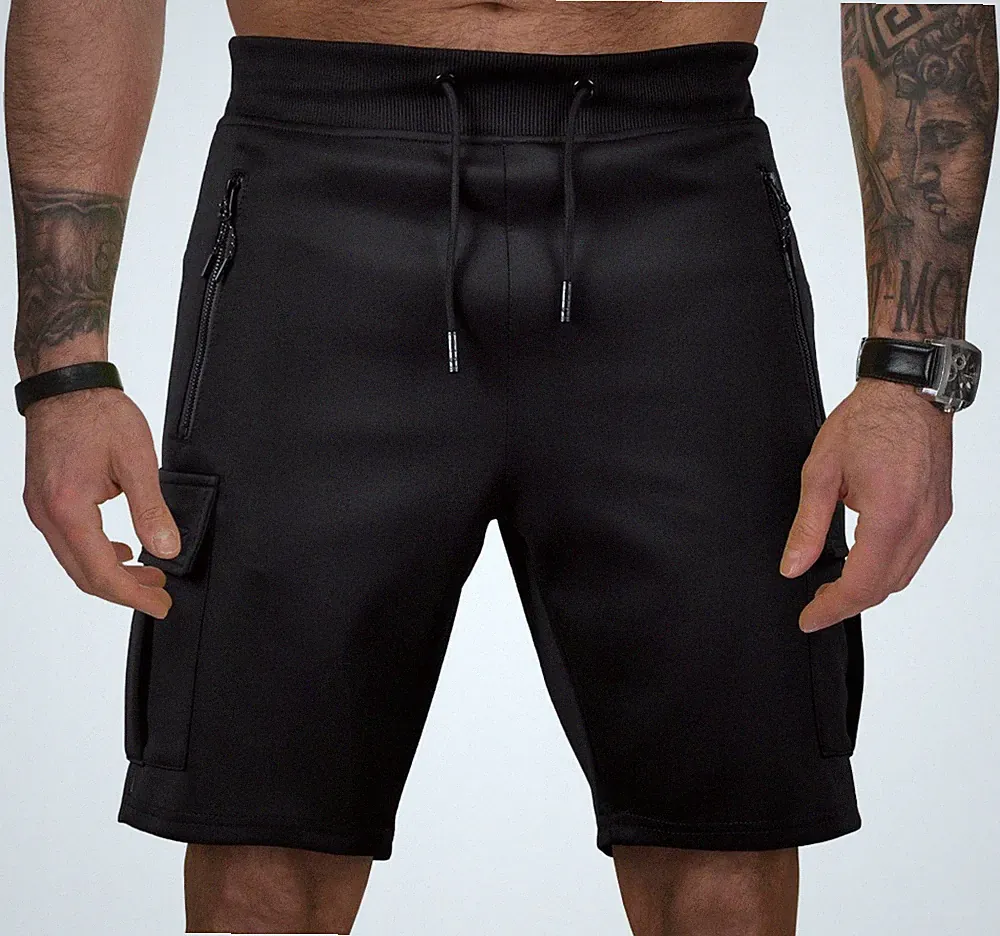 Herren Cargoshorts Jogginghose Sweatshorts Polyester Reißverschluss Klett