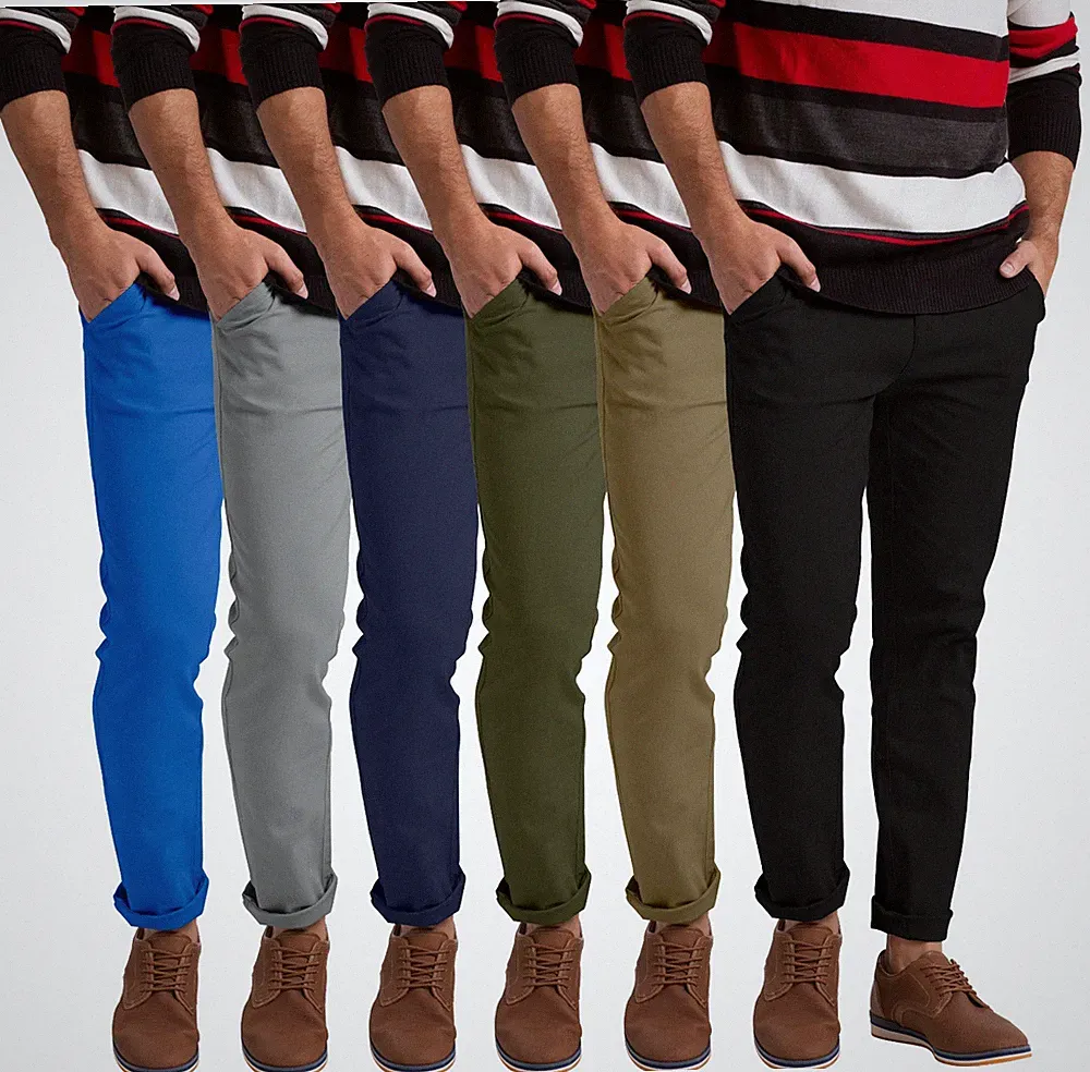 Herren Chino Hose Schlanke Passform Flache Vorderseite Lässiger Stretch Hose