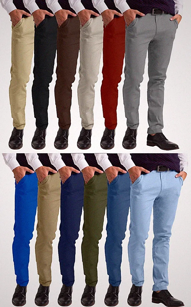 Herren Chino Hose Slim Fit Designer Hosen W30-W40 Hose de