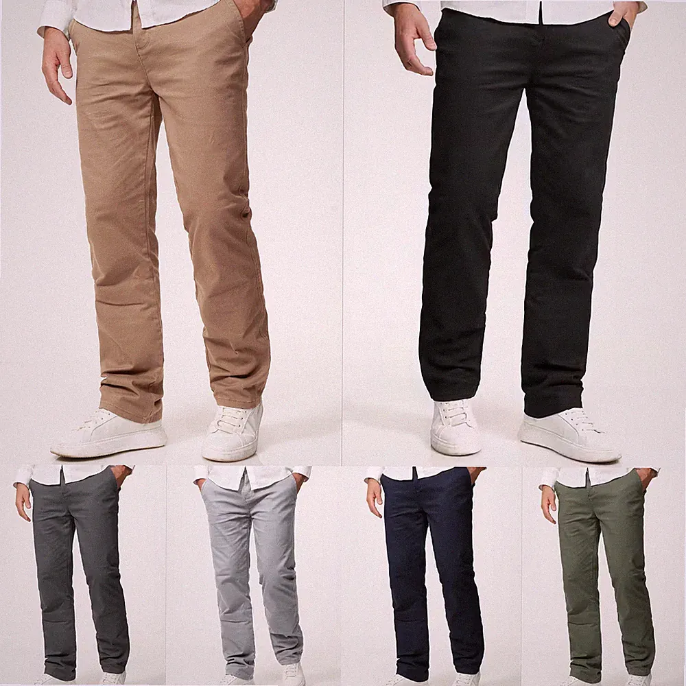 Herren Chino Hose Straight Fit Stretch Elastisch Casual Stoffhose NEU