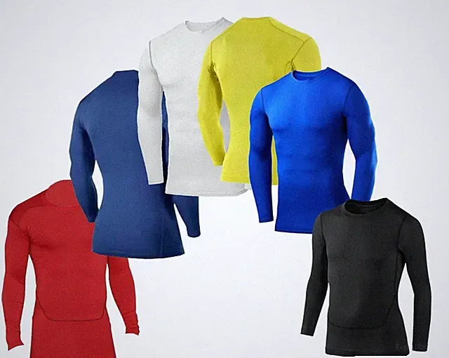Herren Compression Armour Base Layer Oberteil Langarm Thermo Sport Shirt Schwarz