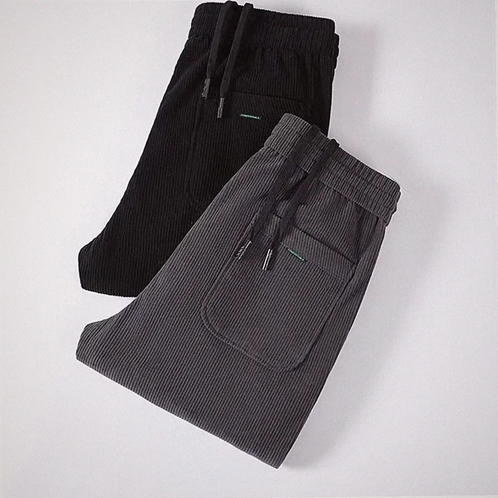 Herren Cord für freizeit Hosen Oversize Konvolut Fuß Gummibund Jogginghose