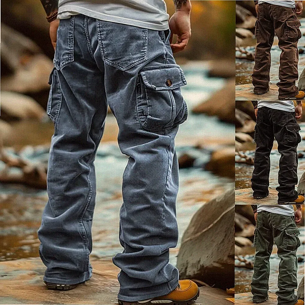 Herren Cord Hose Freizeithose Cargohose Retro Arbeitshosen Jogginghosen Laufhose