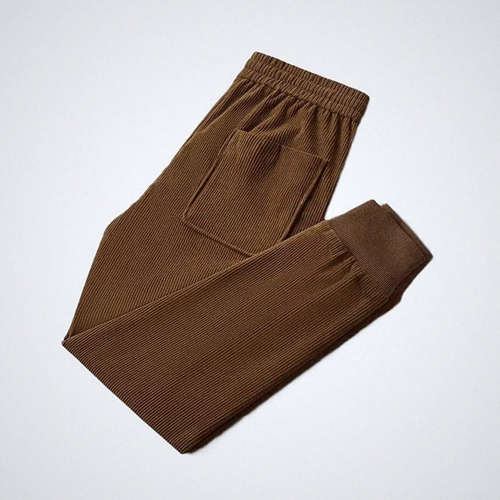 Herren Cord Jogginghose Fleece gefüttert Harem Arbeitskleidung volle Länge L 4
