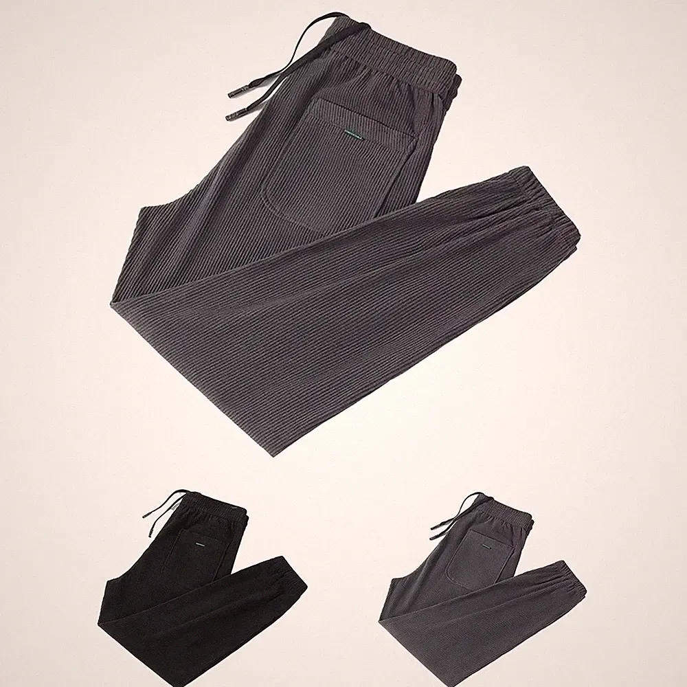 Herren Cord Jogginghose Hose Einfarbig Bequem Kordelzug Bund M-5XL
