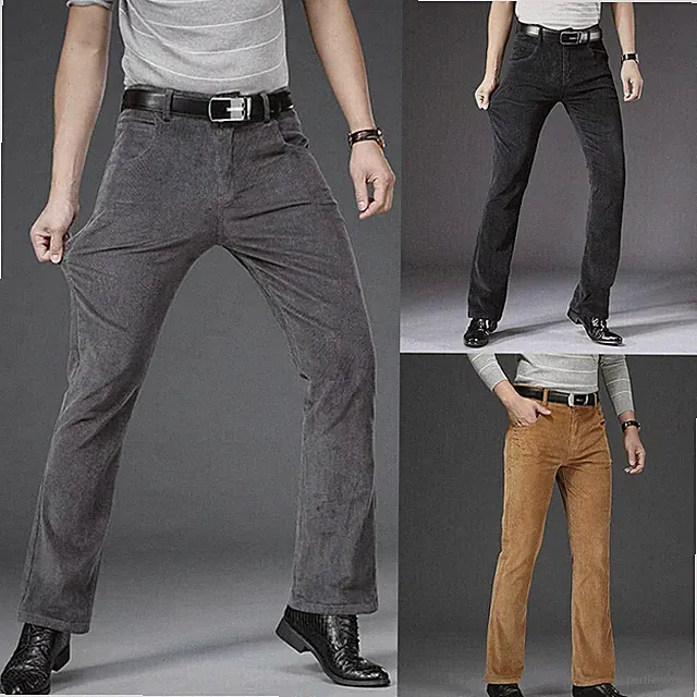 Herren Cord Schlaghose 60er 70er Stretch Bootcut Glockenboden Hose