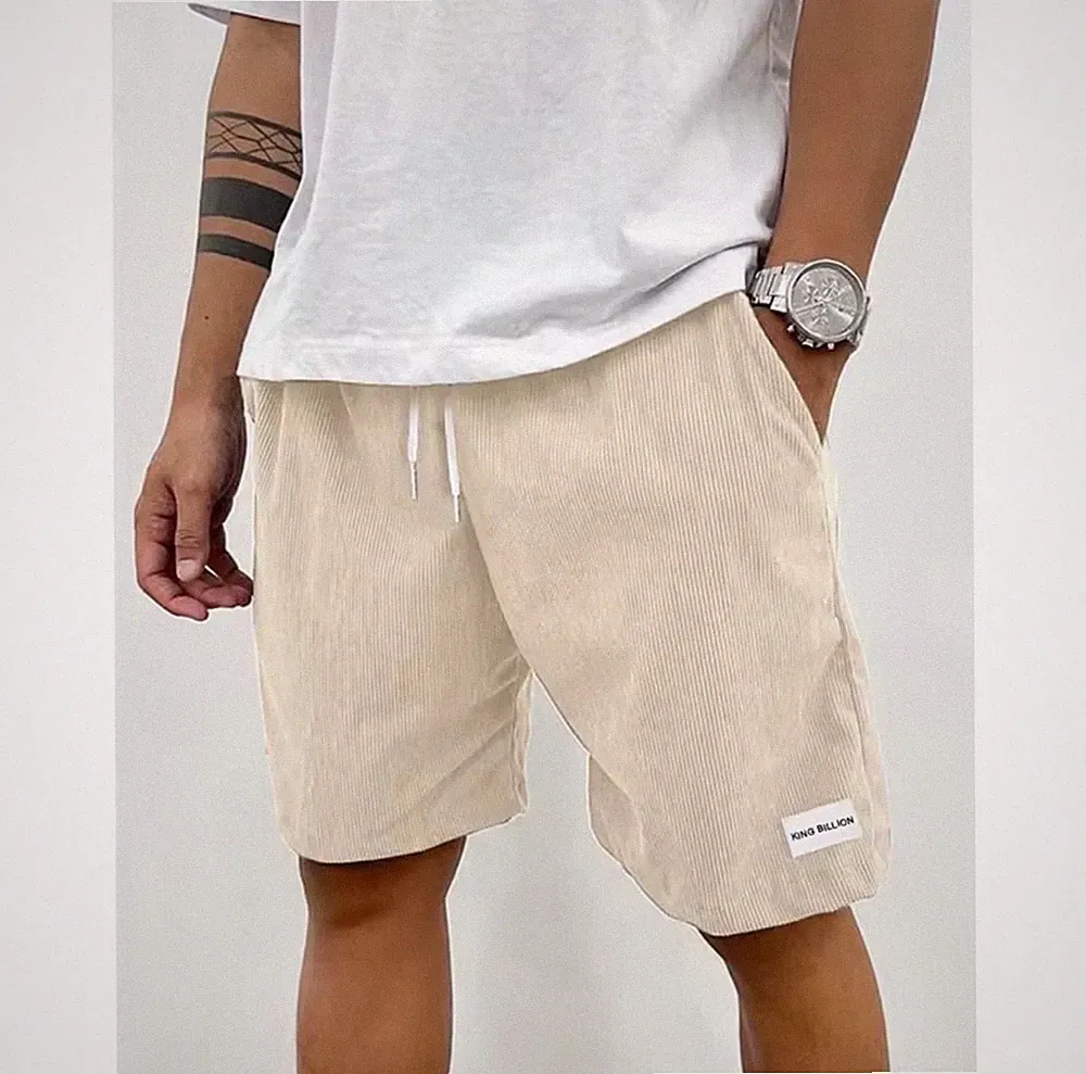 Herren Cord Shorts Jogginghose Casual Strand Sport Kurz Einfarbig