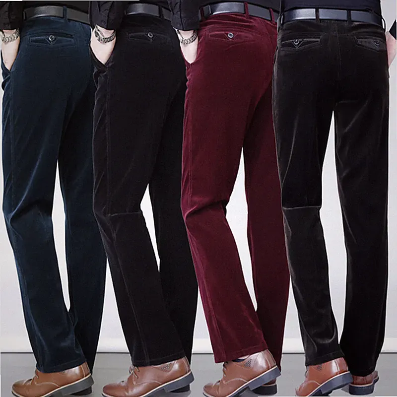 Herren Cord Stoff Gerade Beinform Hose Slim Fit Unterteile Smart Casual