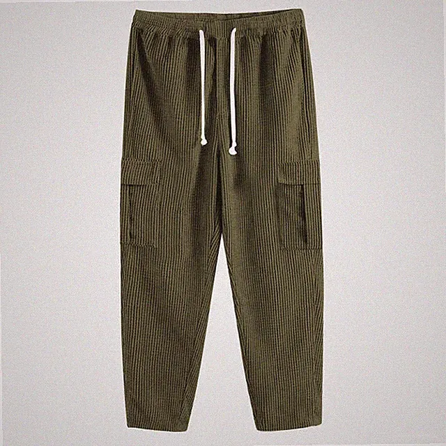 Herren Cordhose Cargo-Hose Gerade Bein Mehrere Taschen Elastischer Bund
