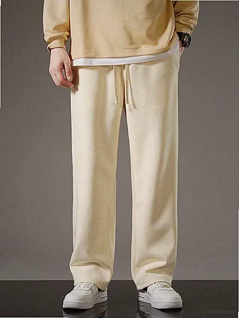 Herren Cordhose gerades Bein Gummibund Freizeit warm Jogginghose Hose