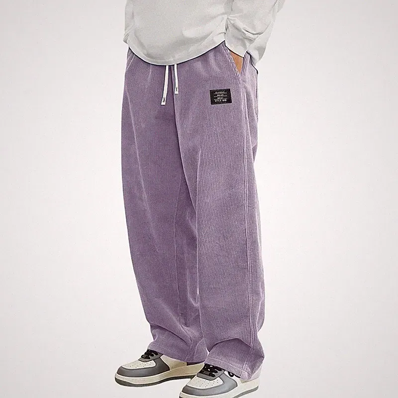 Herren Corduroy Jogginghose, Bequeme Weite Freizeithose im Baggy Look