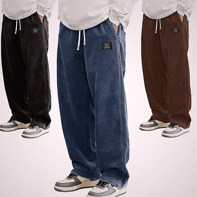 Herren Corduroy Jogginghose, Bequeme Weite Freizeithose im Baggy Look