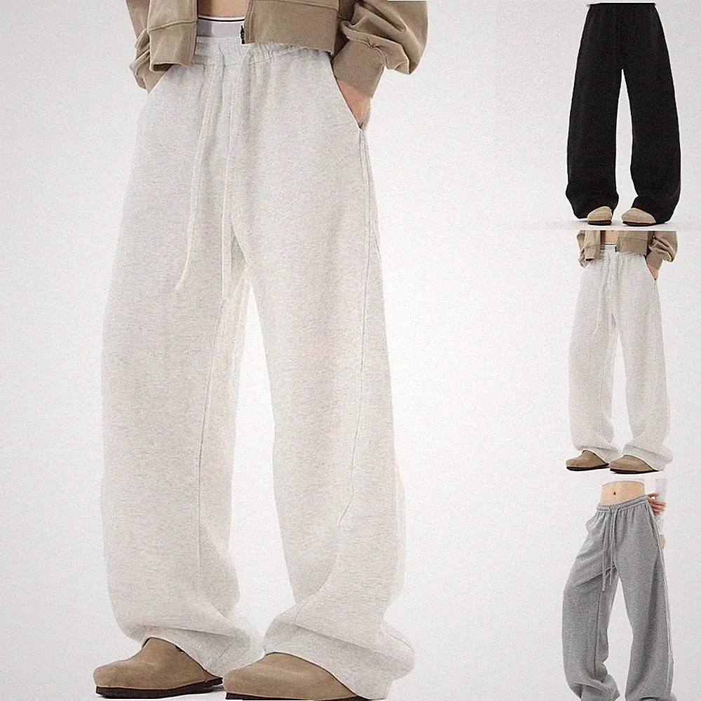 Herren Damen Oversize Jogginghose Weites Bein Kordelzug Volle Länge Freizeithos