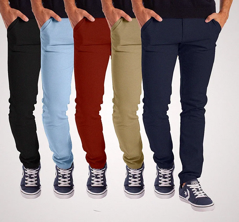 Herren Designer Chino Hose Stretch Stoff Chinohose Slim Fit Casual Trousers