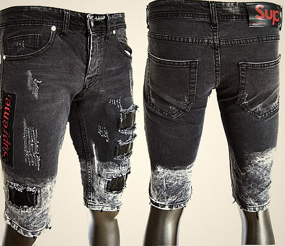 HERREN DESTROYED JEANS SHORTS BERMUDA KURZE HOSE DENIM JEANSSHORT BY TEXONE