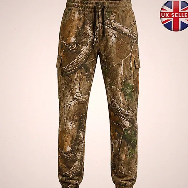 Herren Dicke Fleece Camouflage Unterseite Geschlossen Cargo Combat Style Jogginghose