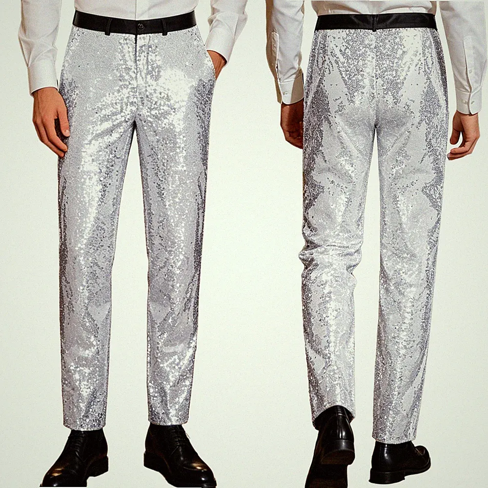 Herren Disko Clubwear Unterteile Wettbewerb Hose Pailletten Jogginghose Alltag