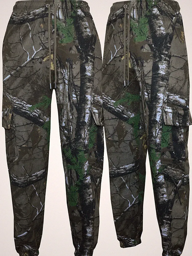 Herren Dschungel Print Camouflage Cargo Combat Fleece Jogginghose Hose S-5XL
