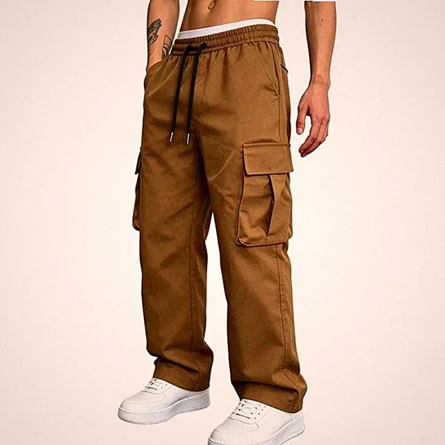 Herren Einfarbig Cargohose Kordelzug Taille für freizeit Jogginghose