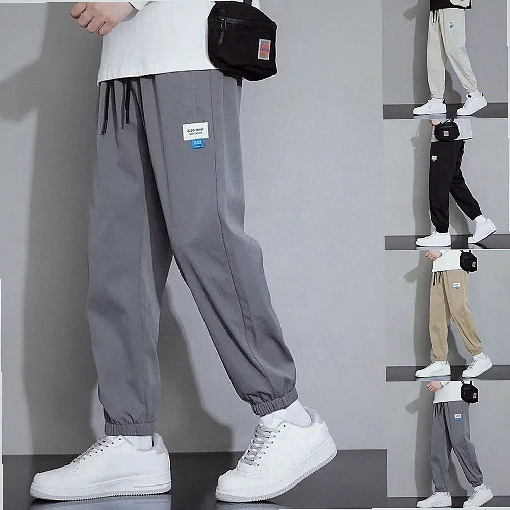 Herren Einfarbig Jogginghose Lockere Passform Bündchen Hose für Sport und Frei