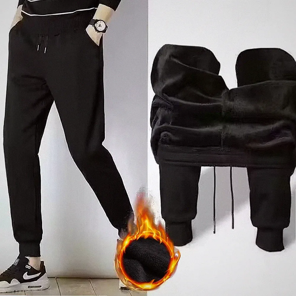 Herren Elastische Taille für freizeit Jogginghose Verdickt Fleece Gefüttert