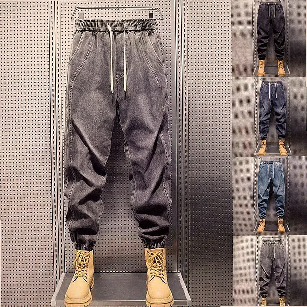 Herren Elastischer Bund Harem Cargo Hose Loose Fit Full Length Jogginghose