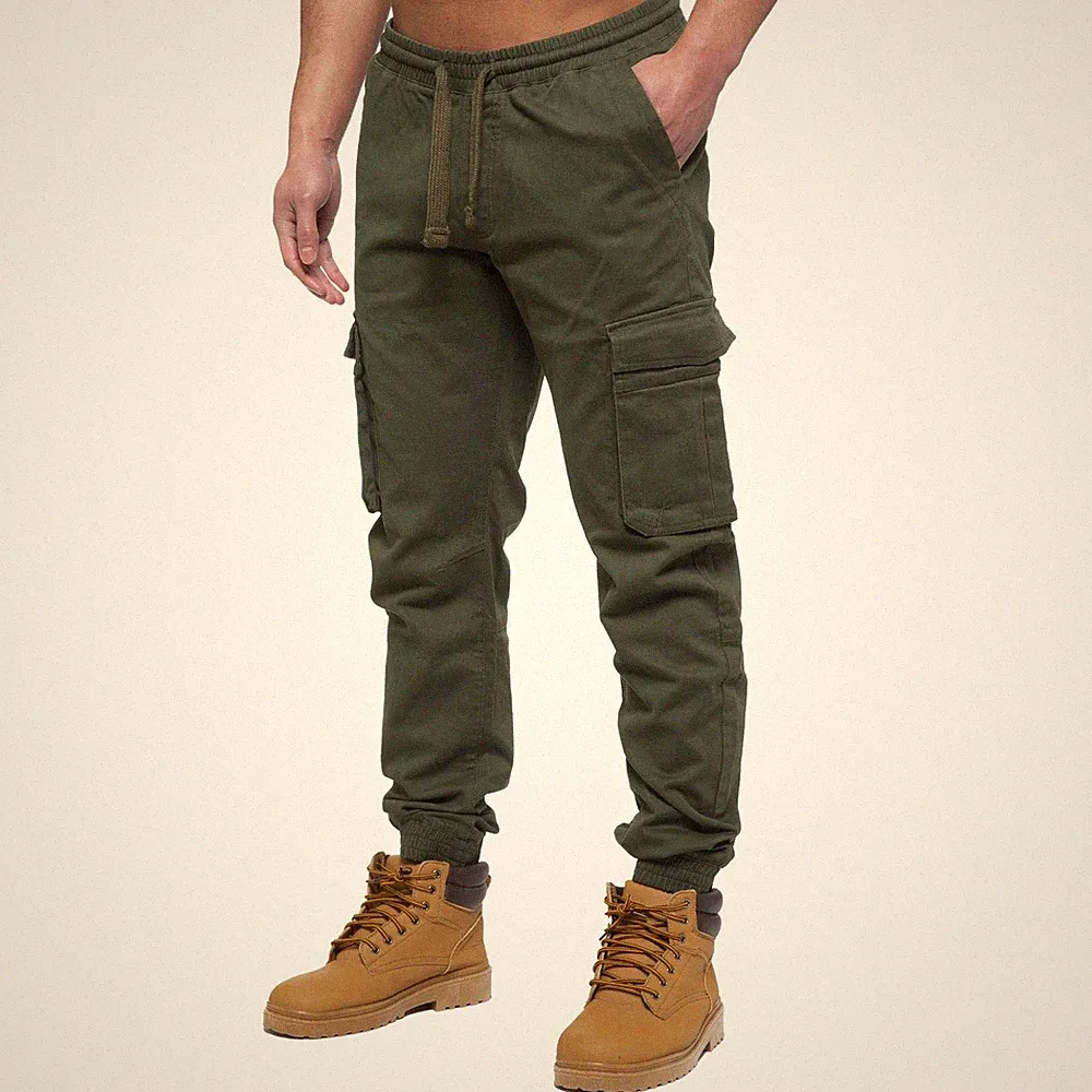 Herren Enzo Cargo Jeans Freizeit Jogginghose Gerader Bündchen Gummizug Hose Pants