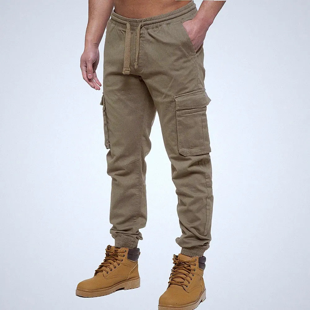 Herren Enzo Cargo Jeans Freizeit Jogginghose Gerader Bündchen Gummizug Hose Pants