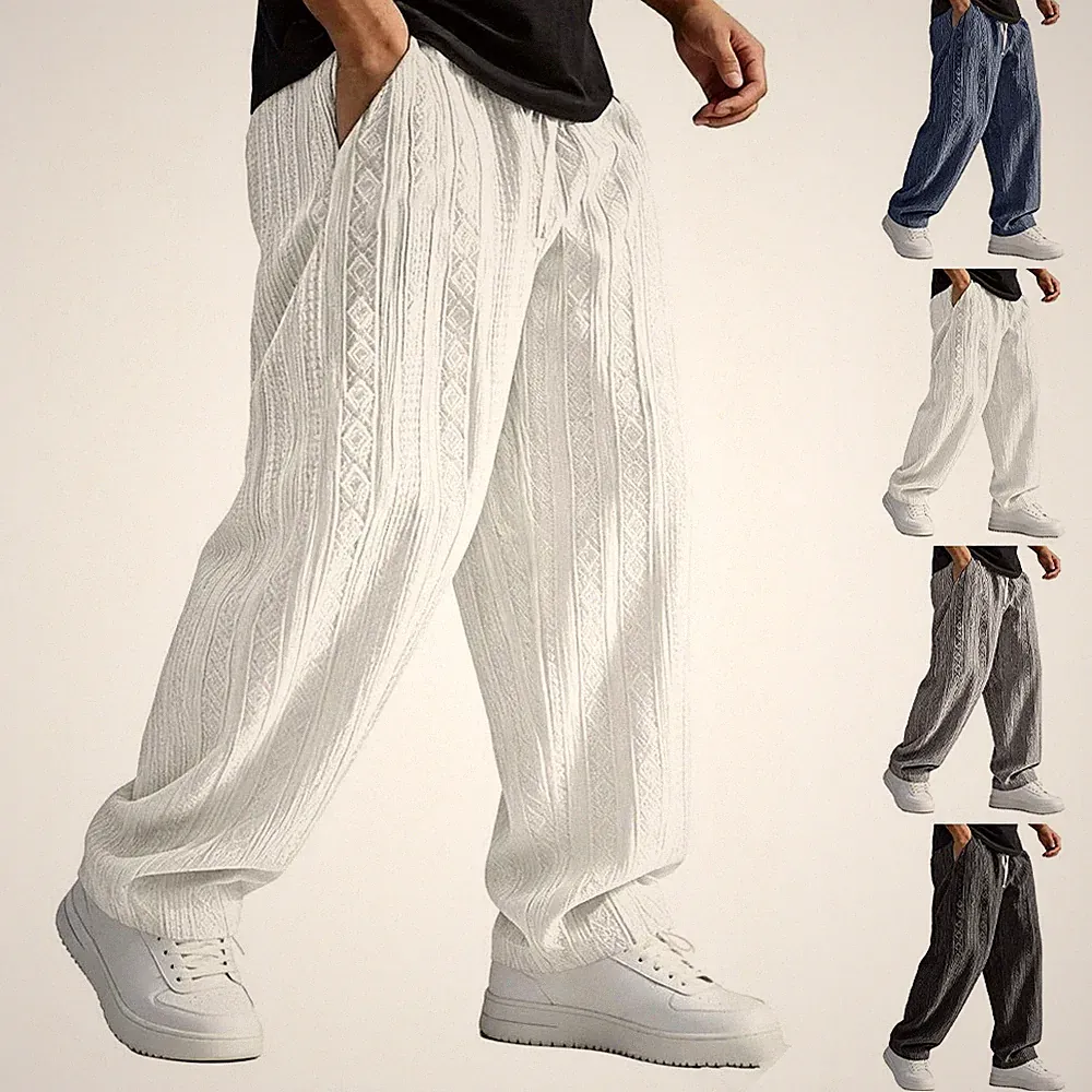 Herren Everyday Wide Leg Jogginghose Elastische Taille Kordelzug Gerades Bein De