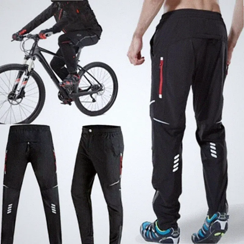 Herren Fahrradhose Radhose Funktionshose Laufhose Lang winddicht atmungsaktiv DE